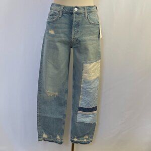 MOTHER x Carolyn Murphy Denim Patchwork Jeans Tomcat Ankle Undone Rare